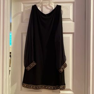 Beautiful, bedazzled size 10 mini, long sleeve evening dress